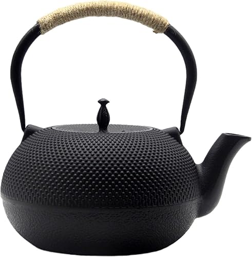 Tetera grande de hierro fundido, tetera japonesa Tetsubin para estufa, tetera de hierro fundido con infusor de acero inoxidable para té suelto e