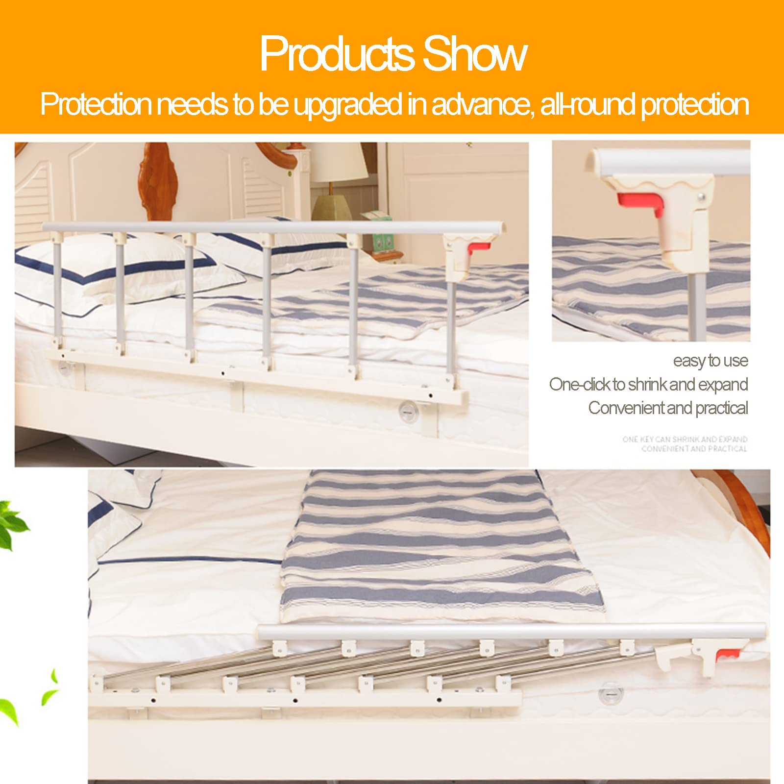 Barandilla de Seguridad Plegable para Adultos, barandilla de Cama para Adultos Mayores, barandilla de Cama Ajustable y Plegable, Barra de Apoyo para cabecera de Hospital, protecció