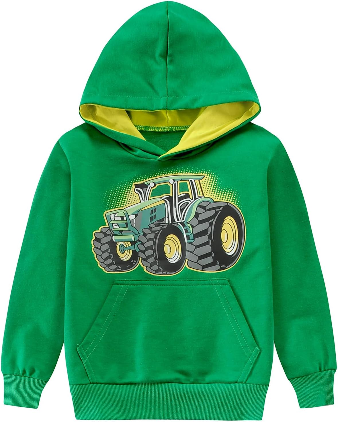 Little Hand Toddler Boy Hoodies Tractor Kids Hooded Sweatshirts Farm Truck Long Sleeve Green Fall Sport Shirts 9-10 Years