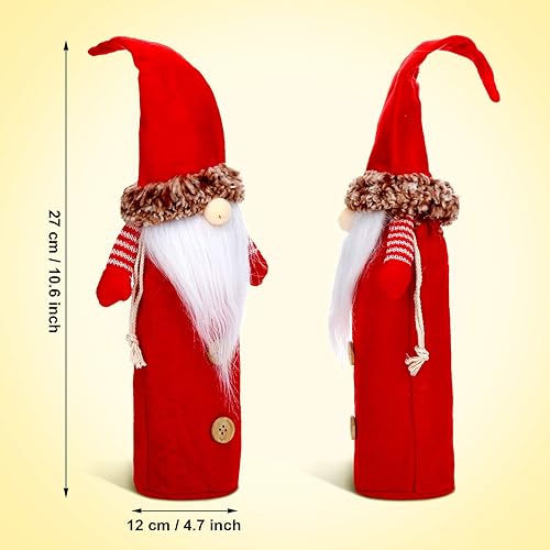 Miniatura 2 de 5 piezas de gnomos de Navidad, cubierta de vino de Navidad, bolsas de botella de Papá Noel, gnomos suecos, decoración de botella para decoración de
