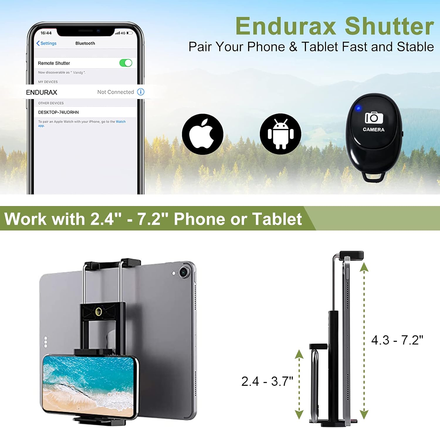 Endurax 53" Camera Tripod Lightweight Compatible with Nikon Canon, DSLR Cameras, iPhone, iPad, with Universal Tablet & Cellphones Mount and Wireless Remote Shutter