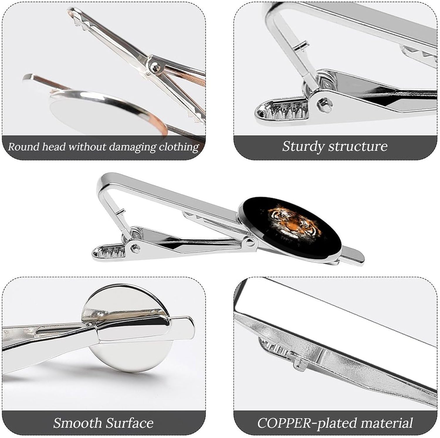 Tiger Head Classic Tie Clips for Men 2 Pack image 3