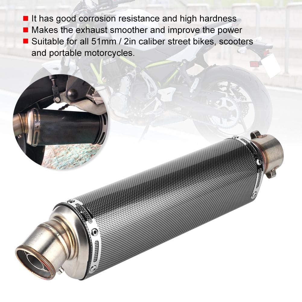 Tubo de escape, 51mm/2in Universal Moto Scooter Tubo de escape Textura de fibra de carbono apto para R3 R6 R15