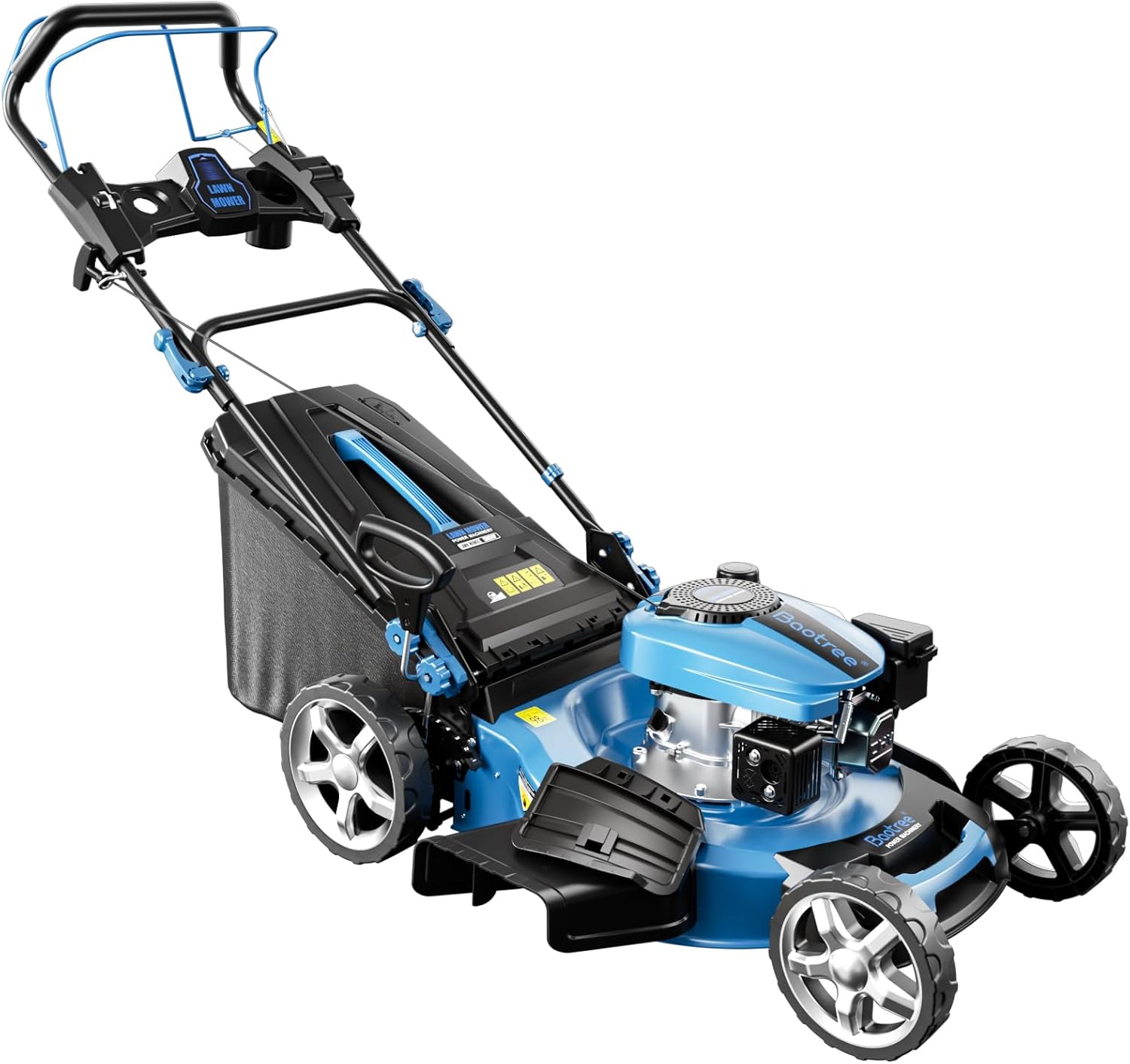 Baotree 21-Inch Self-Propelled Gas Lawn Mower, 201cc 4-Cycle Engine, 3-in-1 Mulch Bag Side Discharge, 7 Heights Adjustable