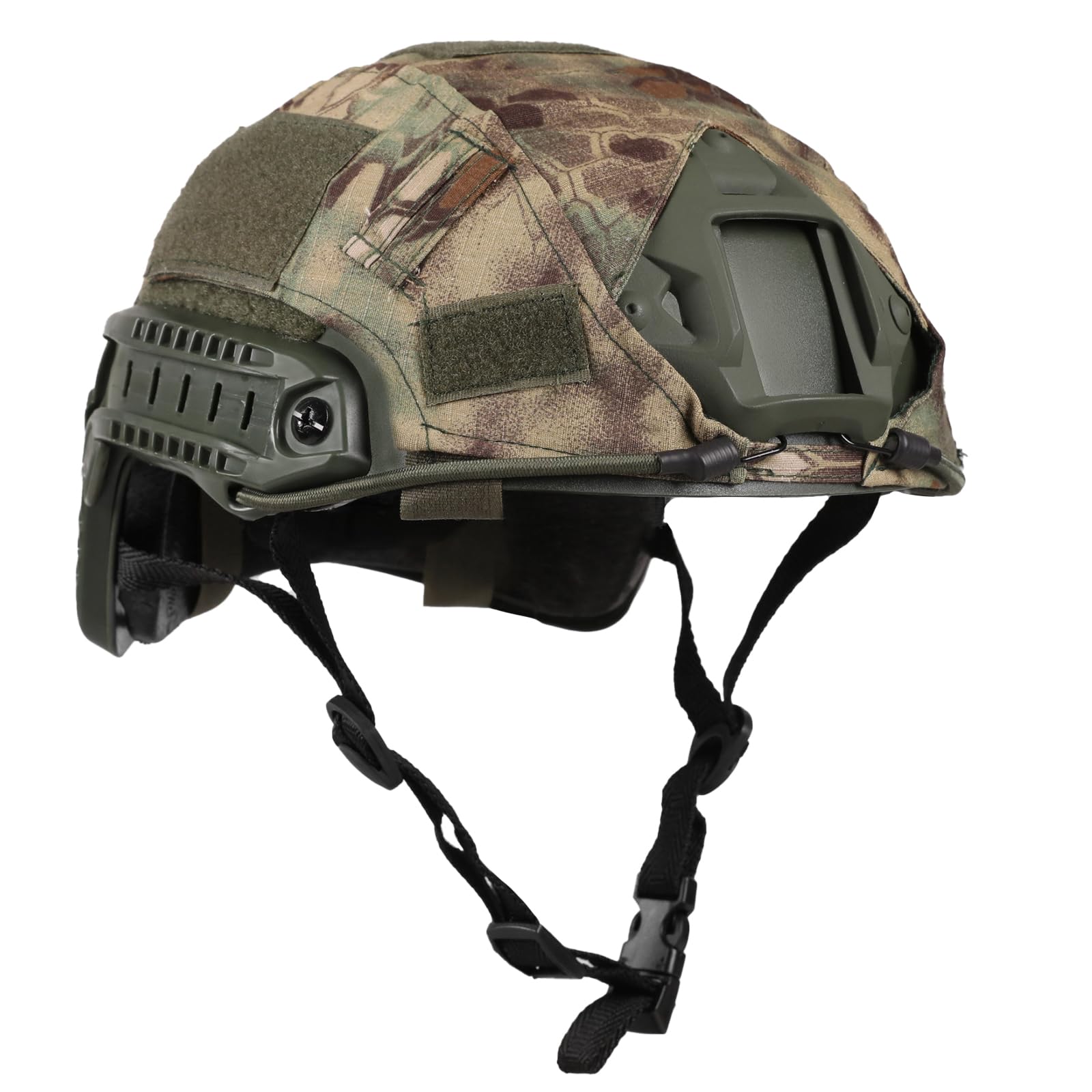 Tactical Helmet with Helmet Cover, Airsoft Helmet with Front NVG Mount and Side Rail, PJ Type Tactical Paintball Airsoft Fast Helmet for Cosplay