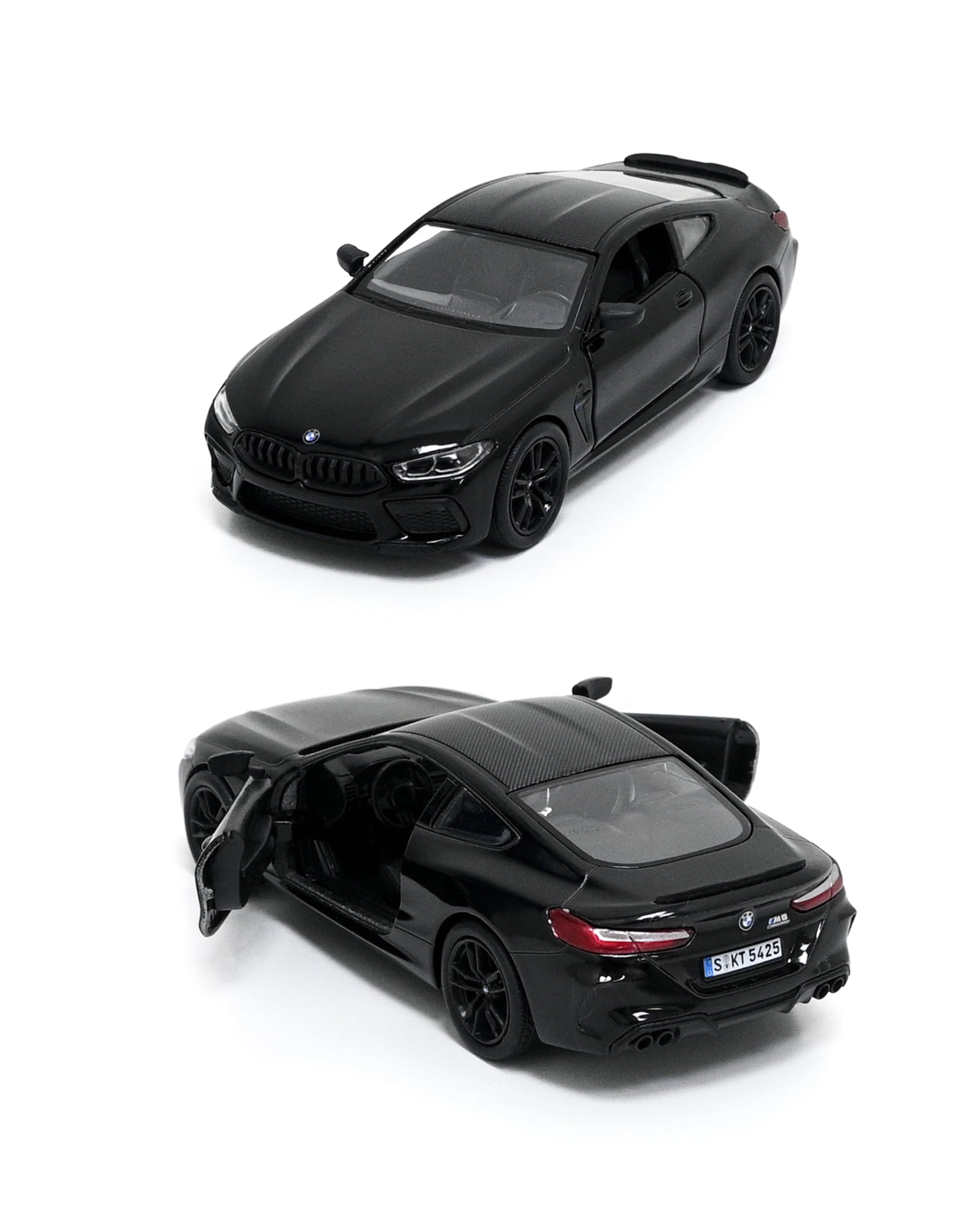 Door Openable 5" 1:38 Scale Pullback Action Die Cast Metal Model Toy Sports Race Car for Children (Black)