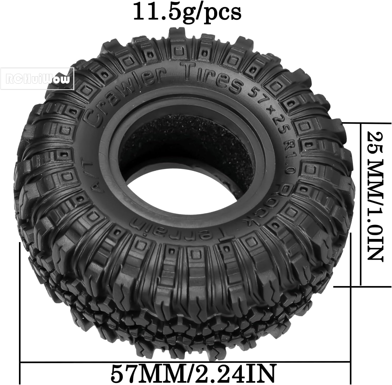 1.0 Inch Multi-Terrain RC Tire Skin for TRX4 SCX24 FCX24 Ascent-18 Off-Road Crawler,1.0" Soft Rubber Tire Skins (57 * 25mm) for 1/18 1/24 Remote Control Car(Style D)