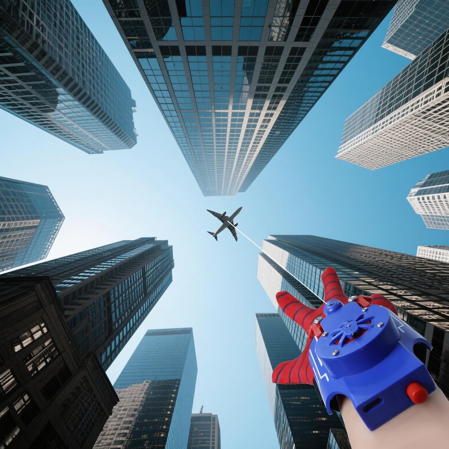 Spider Web Shooters, Web Launcher with Gloves, Realistic Web-Slinging Action Safe and Fun Superhero Toy for Men and Kids - Blue