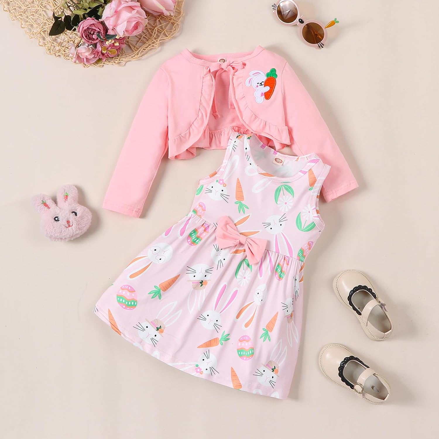 Toddler Girls Easter Day Dress and Cardigan Set Little Girls 2-Piece Easter Day Outfits Set - Image 4