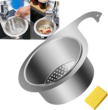 Stainless Steel Swan Sink Strainer Basket,Food Catcher for Sink Drain,Stainless Steel Sink Strainers for Kitchen Sink Food Catcher,Swan Drain Basket for Kitchen Sink 1set