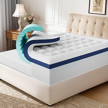 4 Inch Memory Foam Dual-Layer Mattress Topper King Size - 2Inch 1000GSM Quilted Pillow Top with Down-Alternative + 2Inch 5-Zone Egg Crate Memory FoamKing,78"x80"