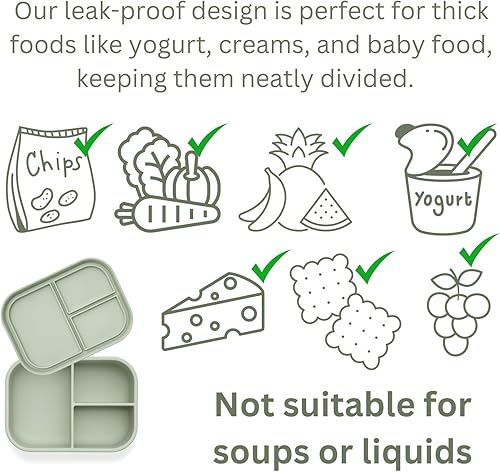 Miniatura 3 de AliOli Caja Bento a prueba de fugas pino de silicona de grado alimenticio sin BPA ftalatos plomo y PVC lonchera Bento para niños y adultos juegos