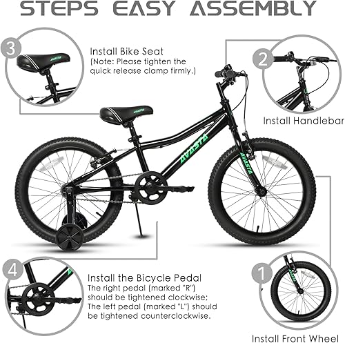 Miniatura 2 de AVASTA Bilbo - Bicicleta infantil de 14, 18, 20 pulgadas, para niños de 3 a 10 años, con soporte y doble freno de mano, asiento ajustable, varios