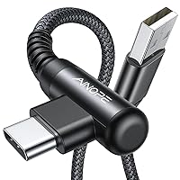 Vista 30 de AINOPE Cable USB a USB C [2 unidades, 6.6 pies] 3.1A tipo C cargador de carga rápida, cable USB C en ángulo recto para iPhone 17 Carplay, Galaxy