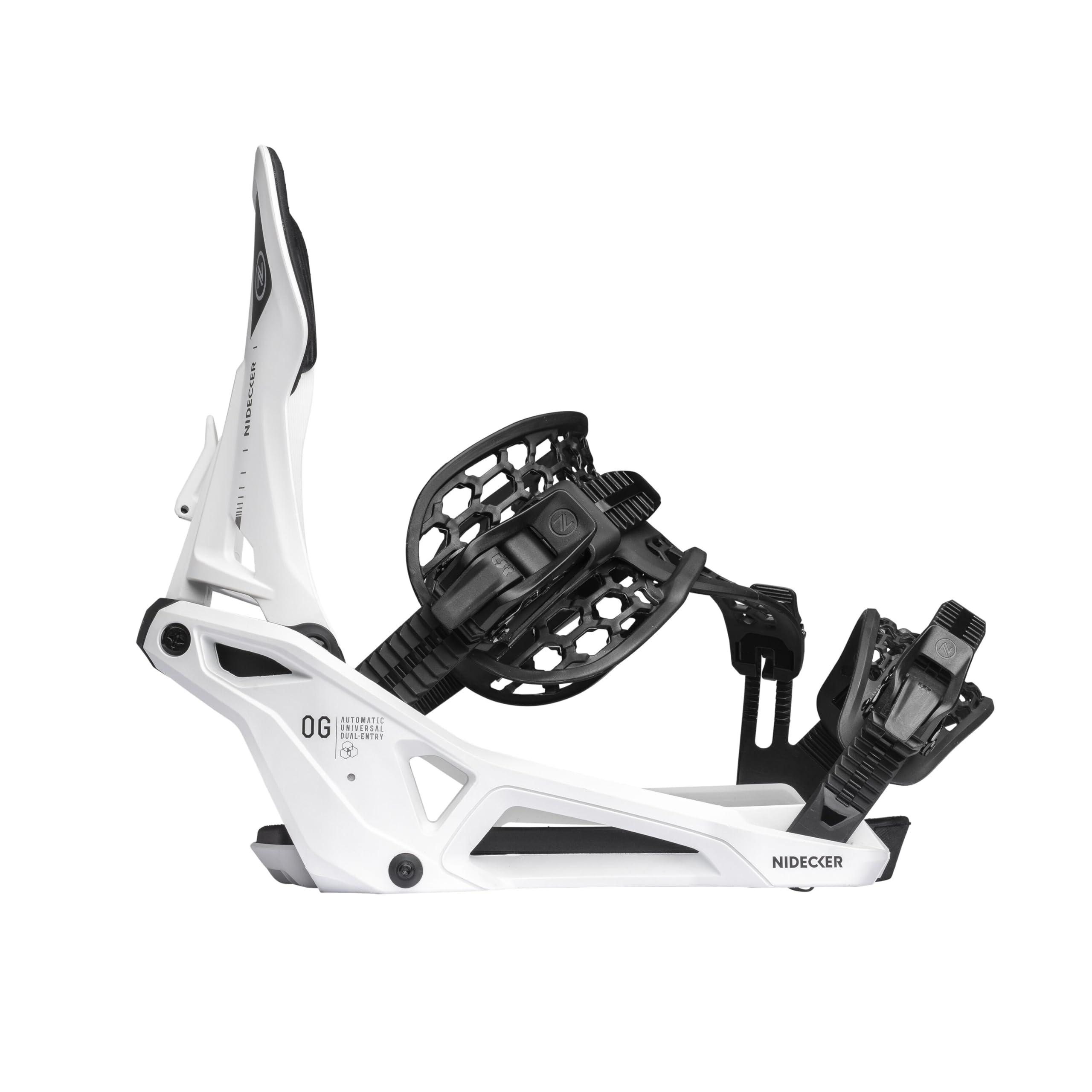 Fixations de Snowboard Nidecker OG Supermatic - Système d’Ouverture Automatique avec Spoiler inclinable - XL - White