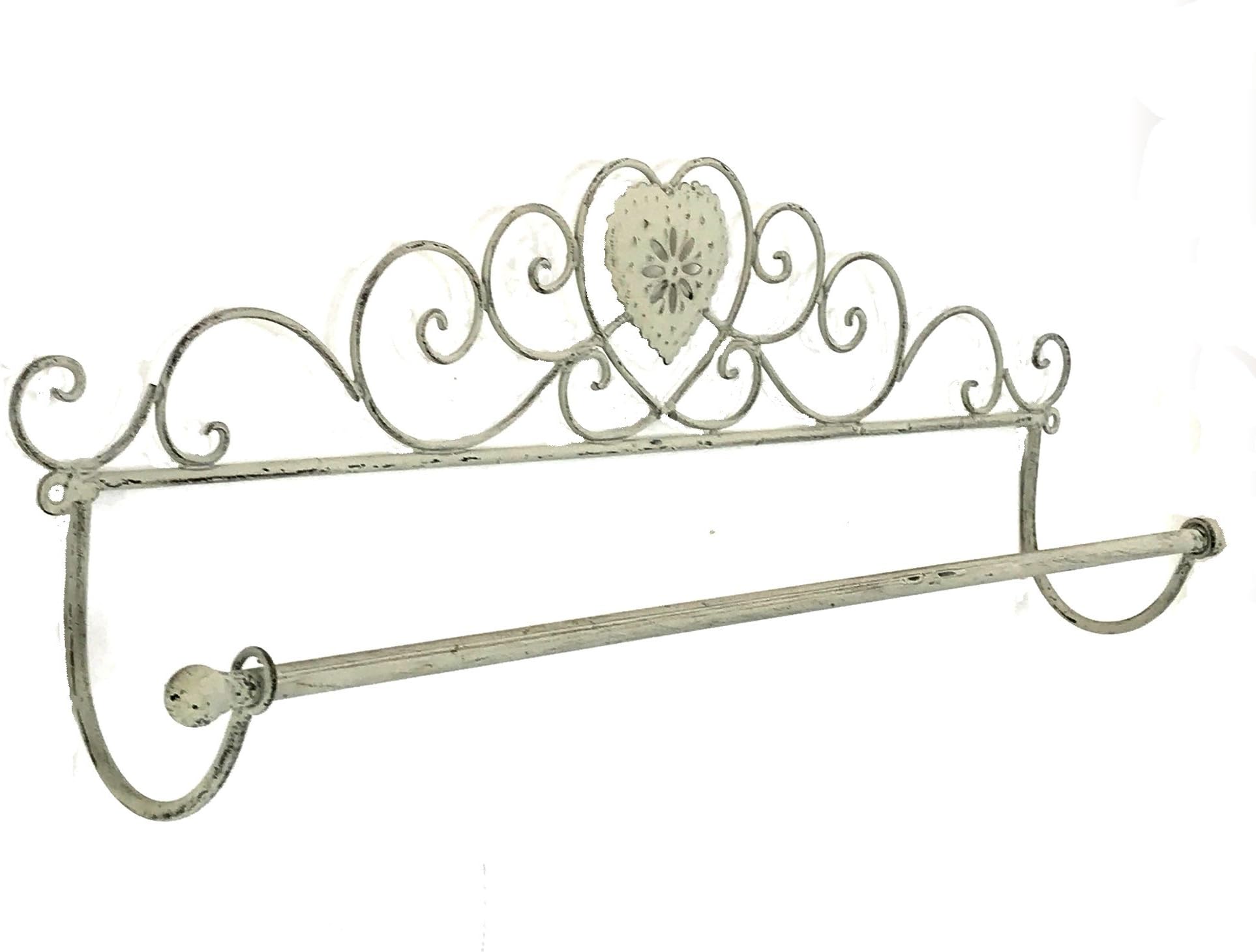 Distressed French Grey Metal Wall Hanging Towel Rail