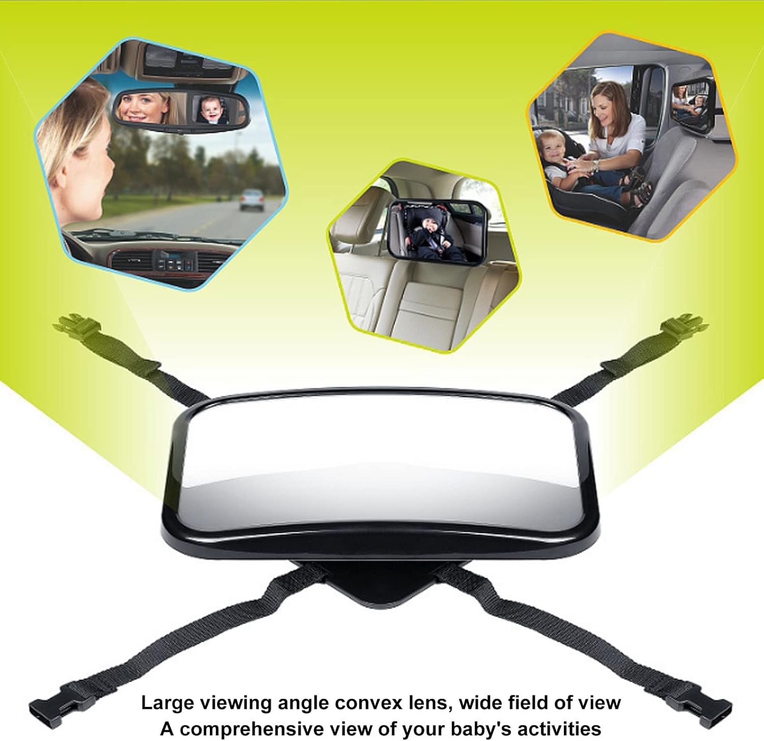Baby Car Mirror, Child Backseat Safety Mirror with 360° Adjustable Shatterproof Design, Wide View Convex Mirror for Rear Facing Infant Car Seat in SUVs Trucks
