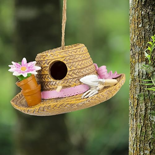 Miniatura 60 de Yinns Casas para pájaros, Casa de pájaros de resina para exteriores, Casas decorativas para pájaros, Regadera colgante Casas de pájaros