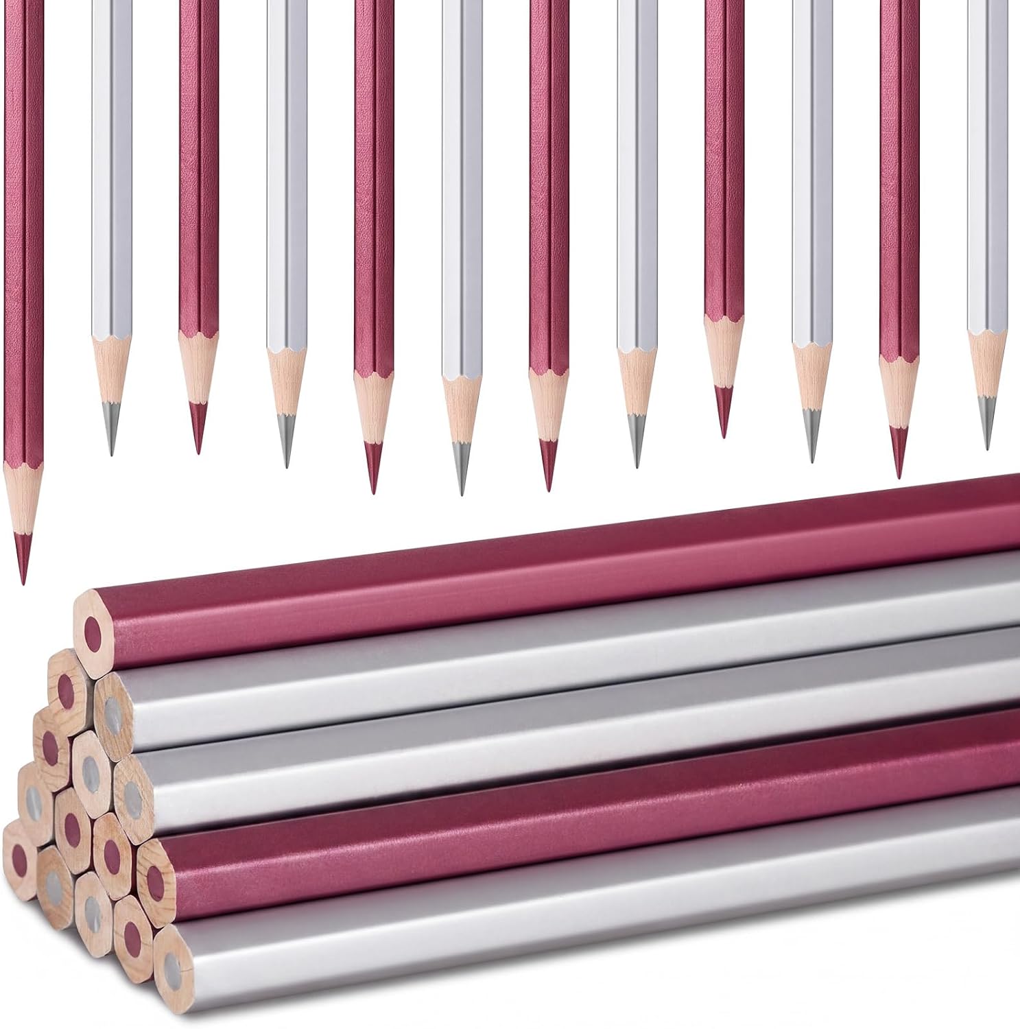 Gersoniel 12 Red and 12 Silver Welders Pencil, Metallic Marking Pencil
