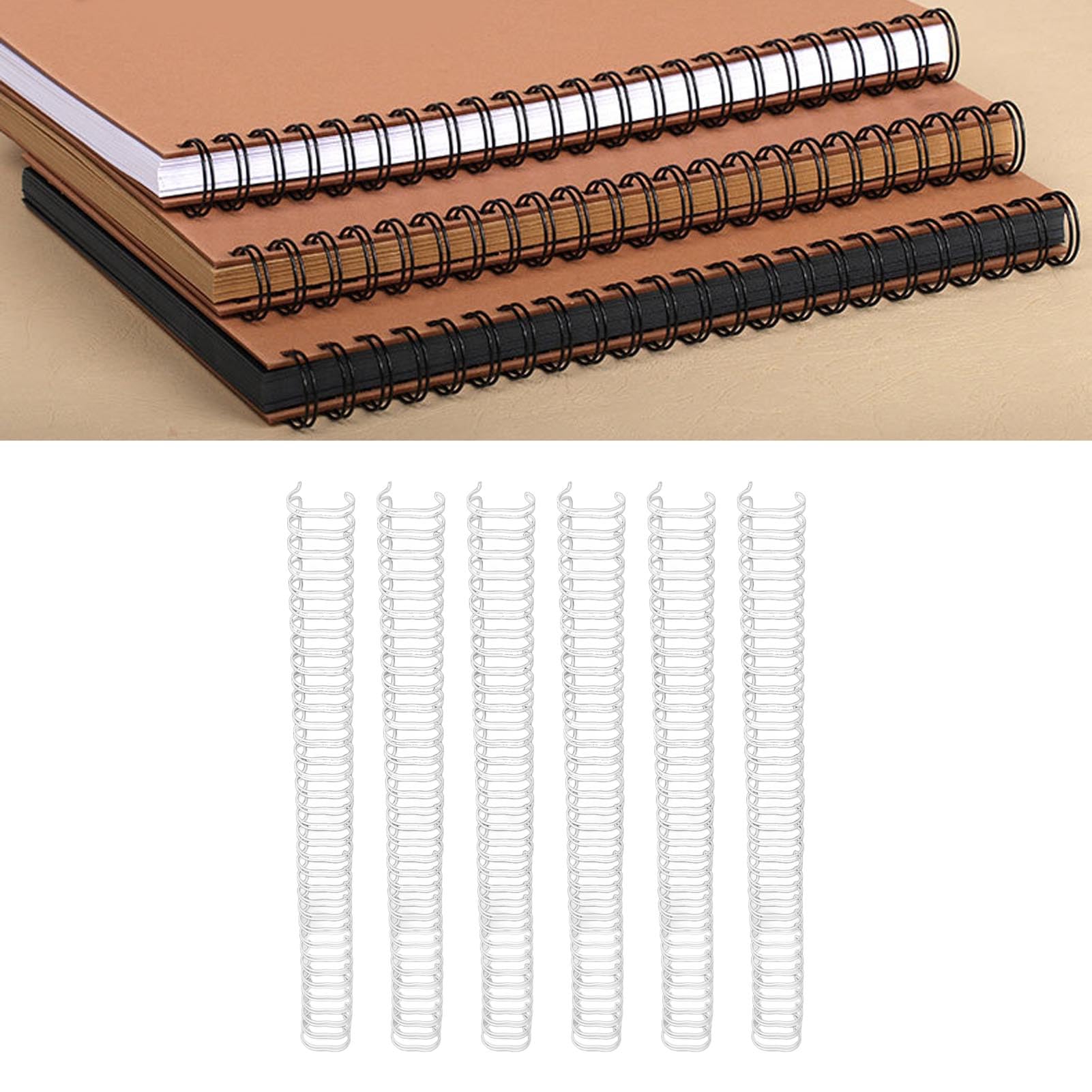 Doppeldraht-Binderücken, 50 Stück, 180 Blatt Kapazität, 3 Teilung 34, 19 mm Durchmesser, Nylon beschichtet, stabiles Set für die Dokumentenbindung (Weiß)
