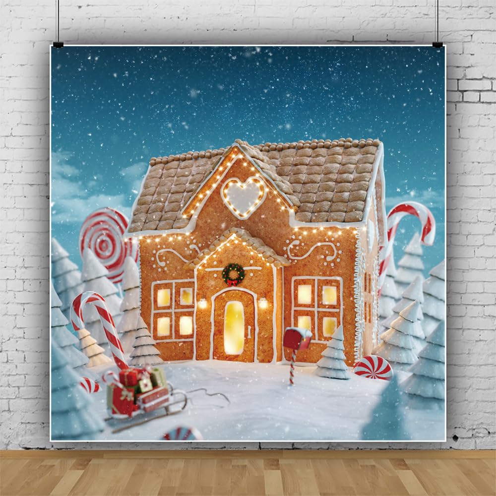 Tamaño 7x5 Pies Algodón BELECO 2.1x1.5m Tela Navidad Casa De Pan De Jengibre Telón De Fondo Casa De Navidad Cabina Piruletas Regalos Dulces Árbol De Navidad Foto Fondo Bebé Niños Familia Fiesta