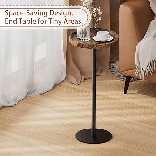 Miniatura 5 de Mesa de bebida, mesa de pedestal pequeña, mesa auxiliar redonda pequeña para sala de estar, dormitorio, baño