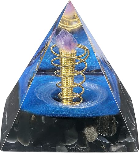 Miniatura 1 de Rockcloud Generador de energía de cristal de obsidiana, pirámide de orgón de amatista, generador de energía de cristal de obsidiana, escritorio para