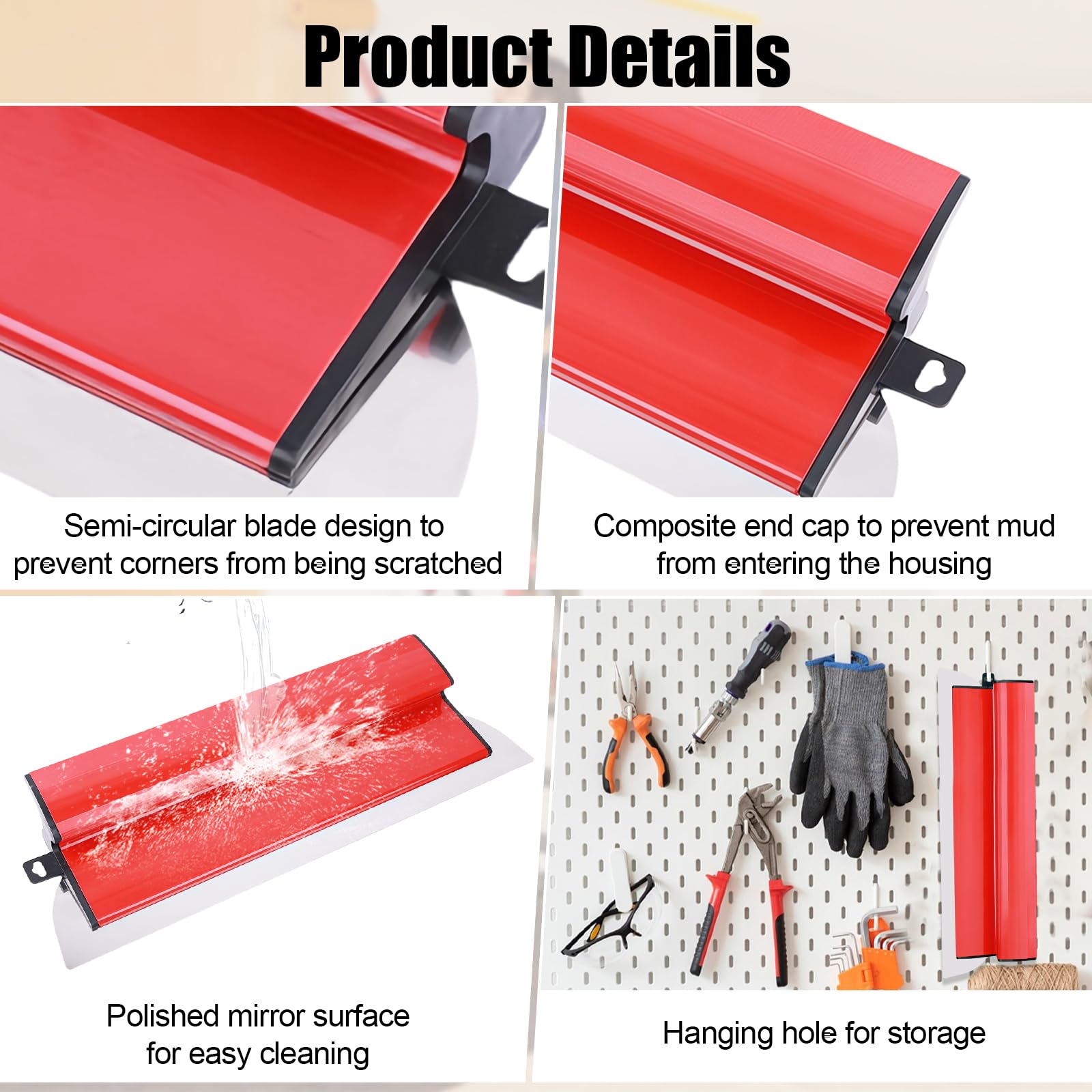 Ensemble de 2 Couteau a Enduire, 25+40 cm Spatule Enduit Set Lissage, Lisseuse Enduit en Acier Inoxydable, Convient à Construction de Murs de Grande Surface