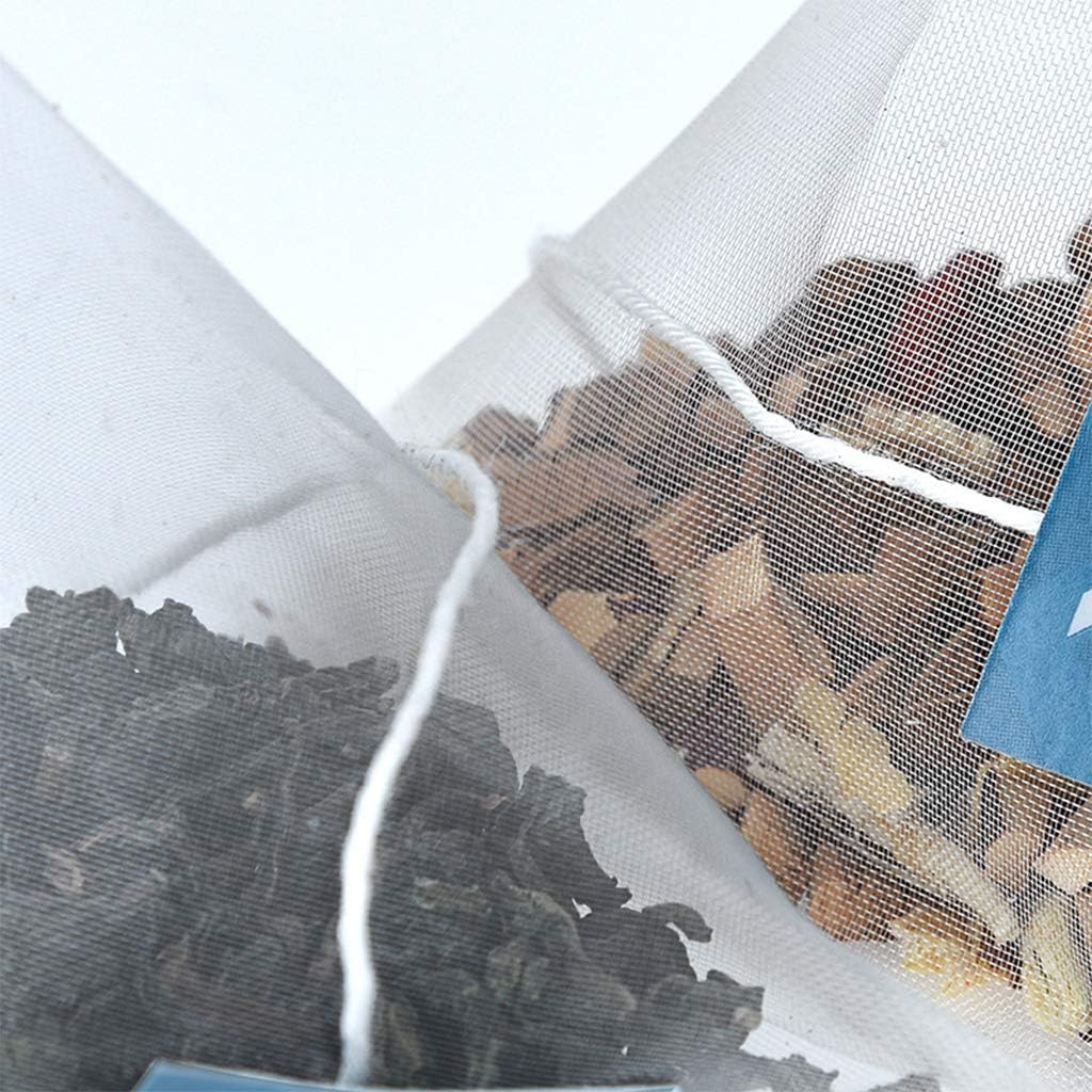 100PCS Pyramid Tea Bag Filter Nylon Tea Bag Single String Label Transparent Empt Tea Bag Holder Dish And Spoon Rest, Medium