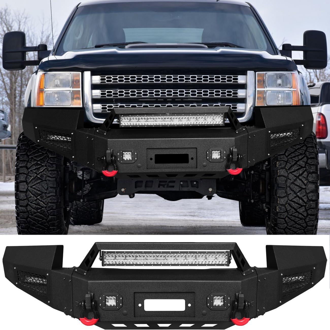Vijay Front Bumper Fits 2011-2014 GMC Sierra 2500/3500 with Winch Plate and Lights