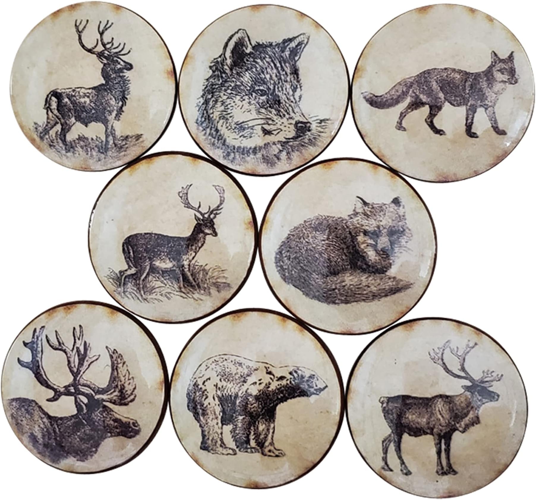 Twisted R Design Woodland Kitchen Cabinet Knobs, Vintage Woodland Drawer Pulls, Rustic Animal Cabinet Handles, Set of 8 Dresser Knobs for Closet & Doors, Bathroom, Bedroom or Drawer Knobs