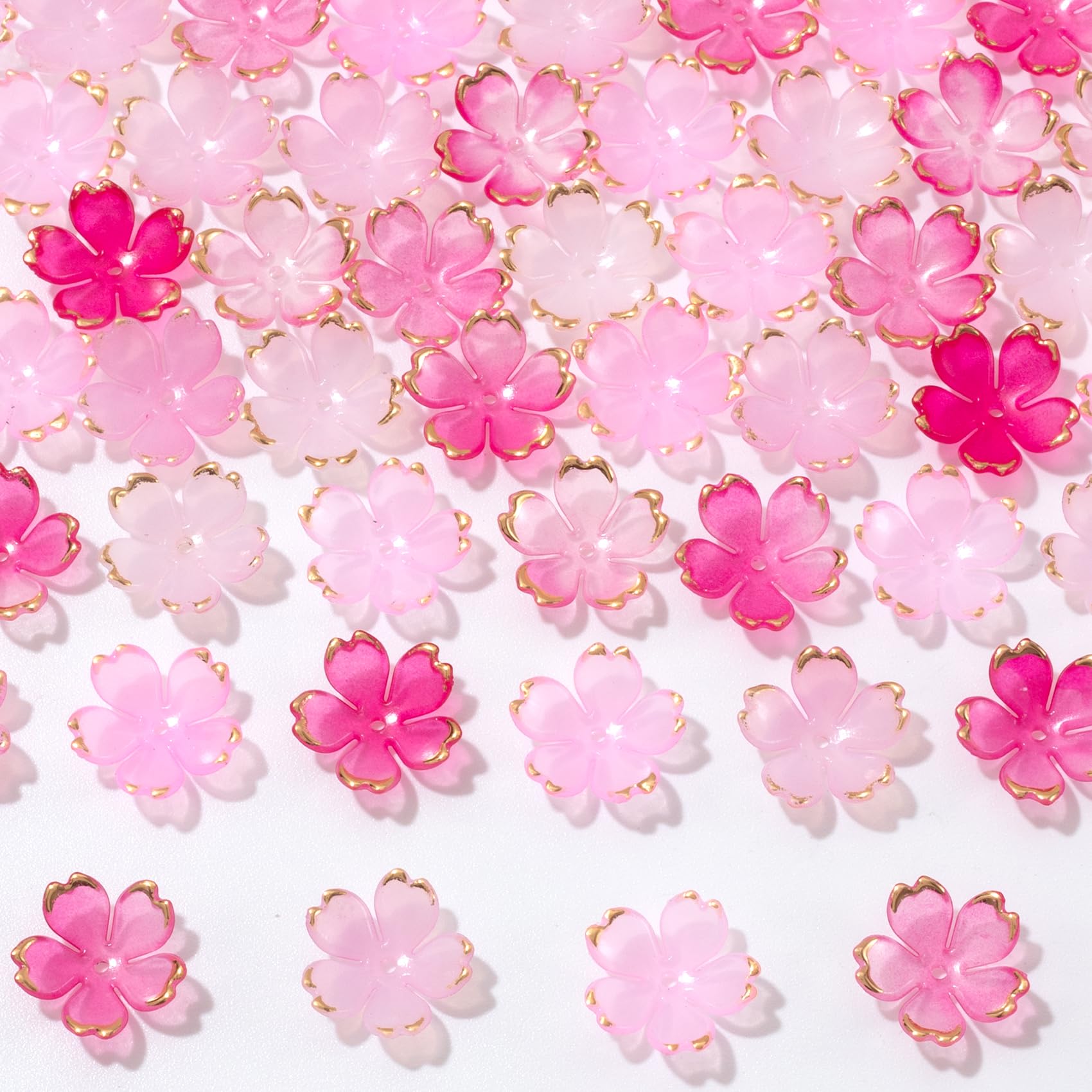 HINZIC 300Pcs Pink Acrylic Flower Beads, Mini Cherry Blossom Flower Charm Valentine Wedding Prom Decoration for Jewelry Making Hair - 3 Types-image-46