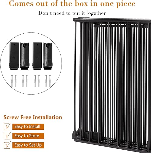 Miniatura 4 de SOSPIRO Puerta negra extra ancha para bebés de 196.8 pulgadas con puerta, valla larga de metal, puertas altas para perros para mascotas, escaleras