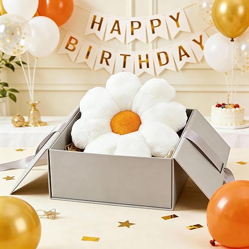 Miniatura 7 de Almohada Linda en Forma de Flor Blanca de 21.65 Pulgadas, Cojín de Suelo, Cojín para Silla de Escritorio, Almohada Decorativa para Cama y Sofá,