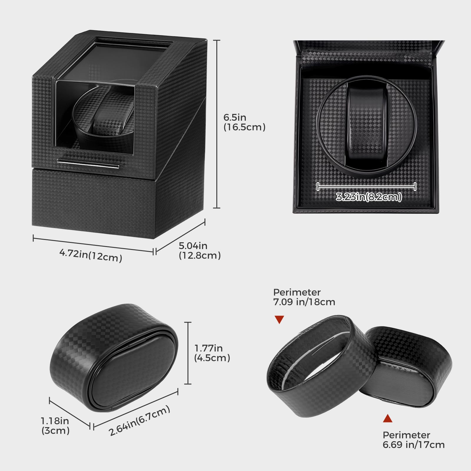 ProCase Remontoir Montre Automatique, Boîte Montre Mécanique avec Moteur Silencieux, Watch Winder, Support Automatique en Fibre de Carbone -1Slot