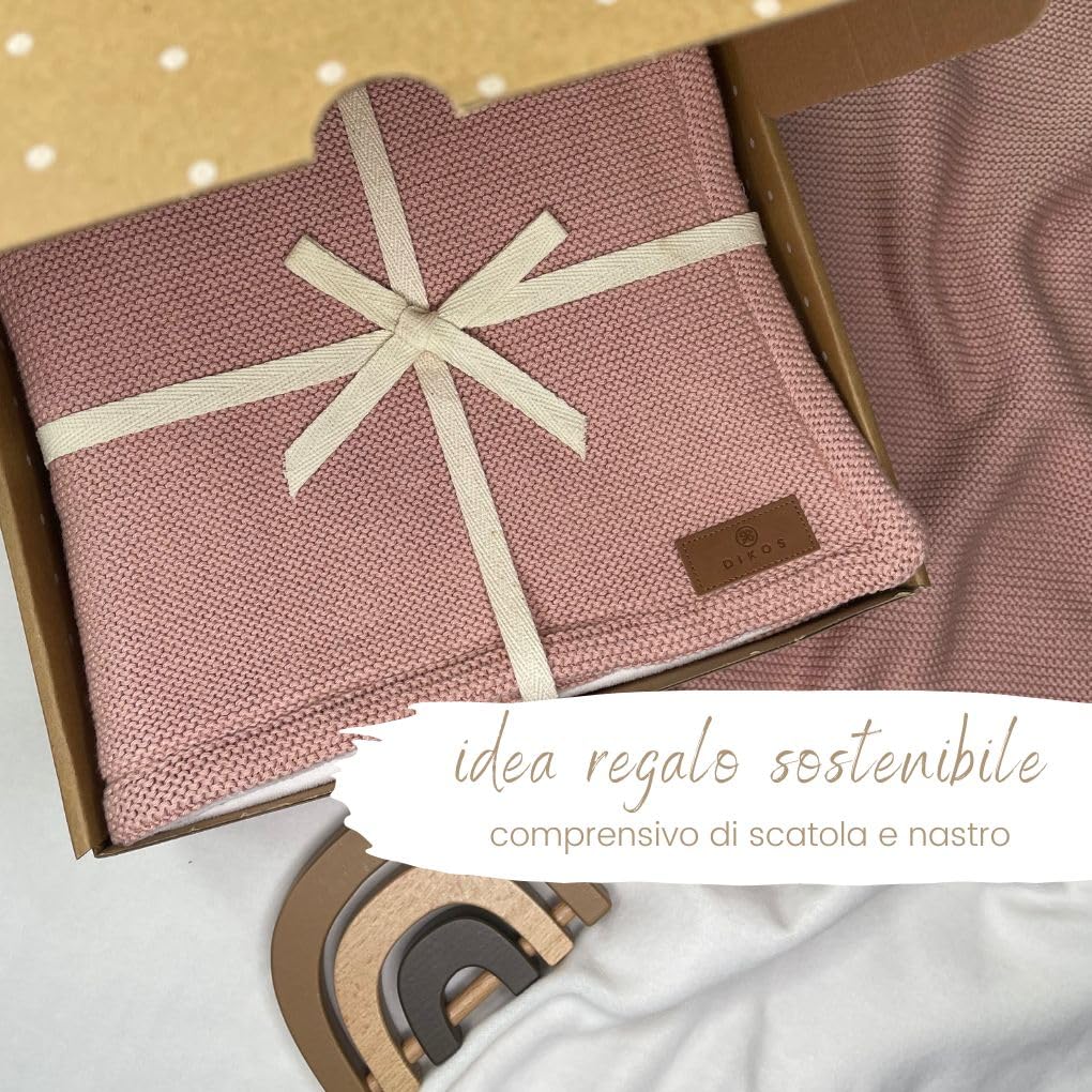 DIKOS® Calda coperta invernale per neonati, in cotone/velluto Oeko-TEX, coperta invernale per passeggino, per bambine e ragazzi, coperta per neonati, idea regalo per la nascita (rosa)