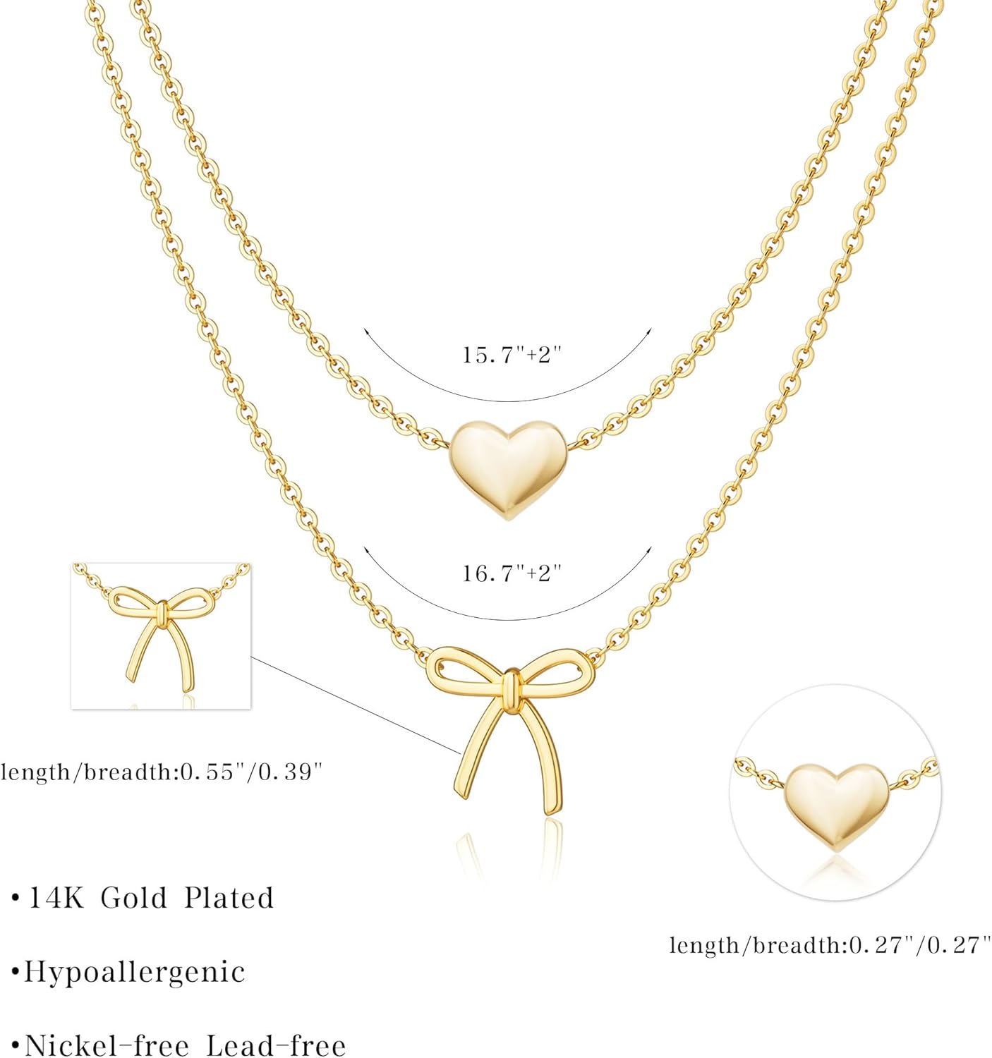 MBW Bow Necklaces for Women Trendy, Dainty Layered 14K Gold Plated Cute Bow Pearl Heart Pendant Choker Necklace Stack Love Choker Waterproof Fashion Jewelry Set Gift for Women Mom - Image 5