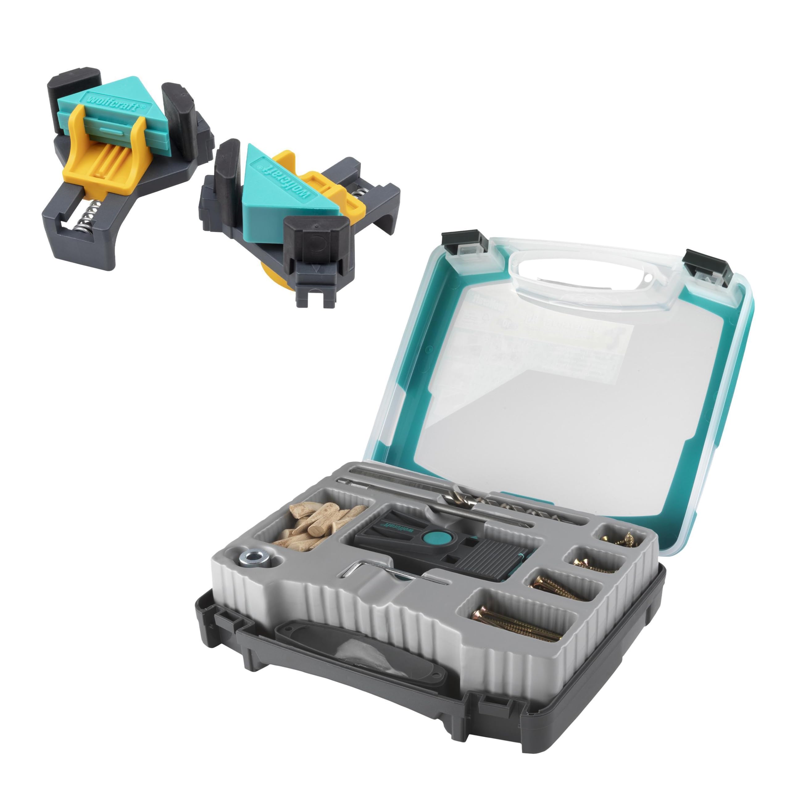 wolfcraft Set "Giunzioni ad angolo invisibili" - 8629000 - Per avvitamenti invisibili con angolo di 90°