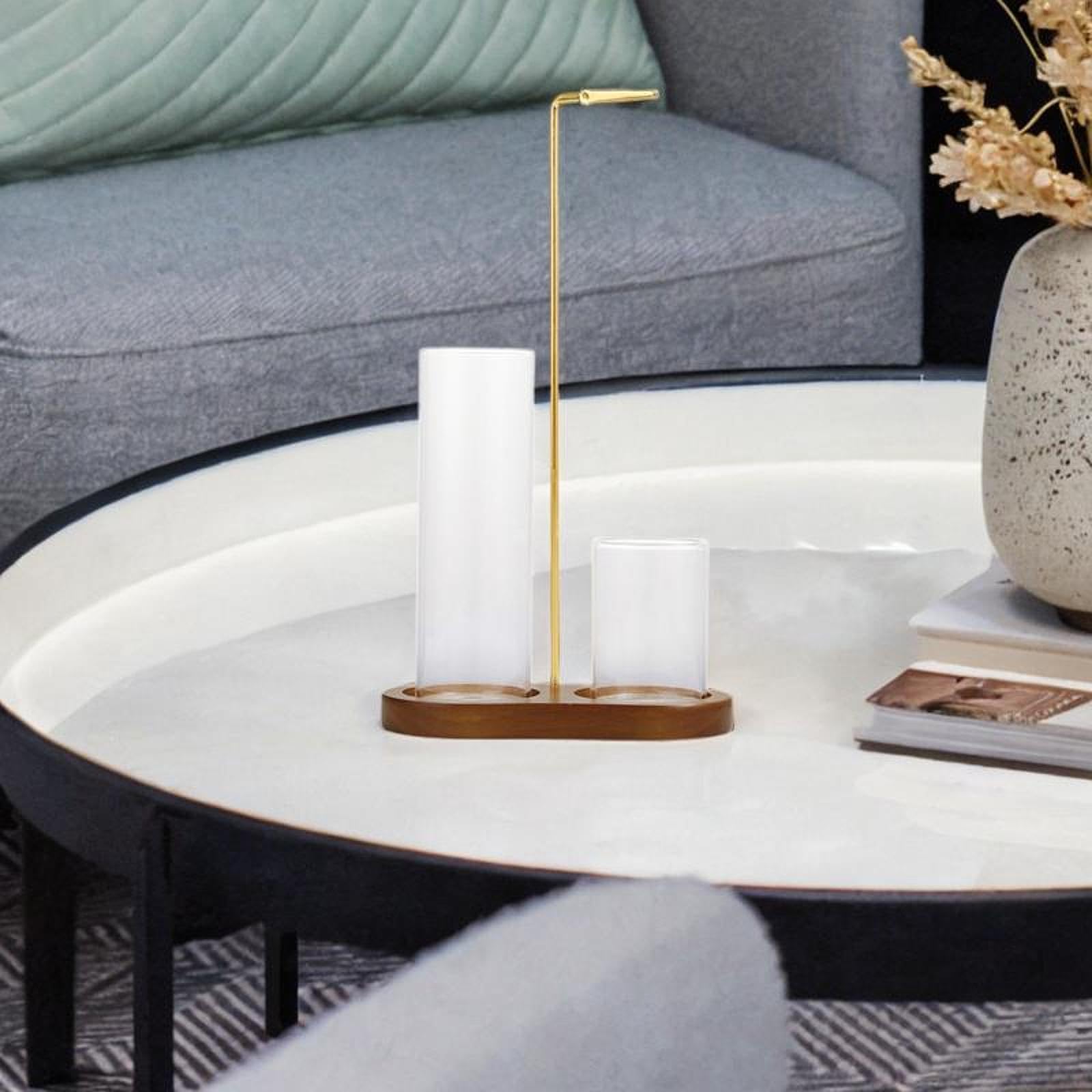 Incensiere Multifunzione Porta Bastoncini Supporto Cenere Decorazione Ambiente in Vetro E Legno Adatto per Camere da Letto Uffici Soggiorni, Marrone