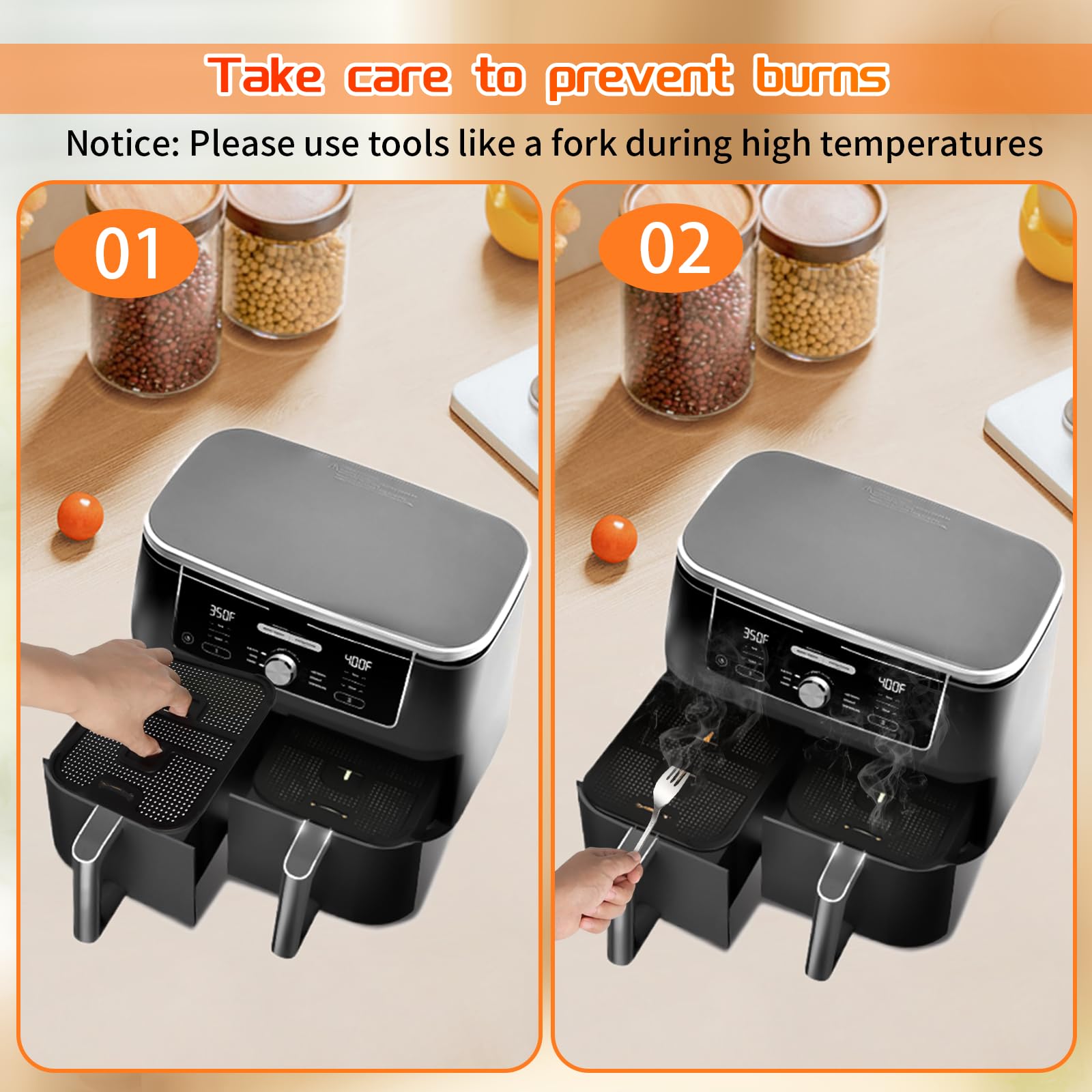 Protections Anti-éclaboussures Pour Friteuse à Air – Lot De 2, En Silicone, Compatible AF400/AF451 – Garde Propre, Réutilisable, Lavable Au Lave-vaisselle - 3