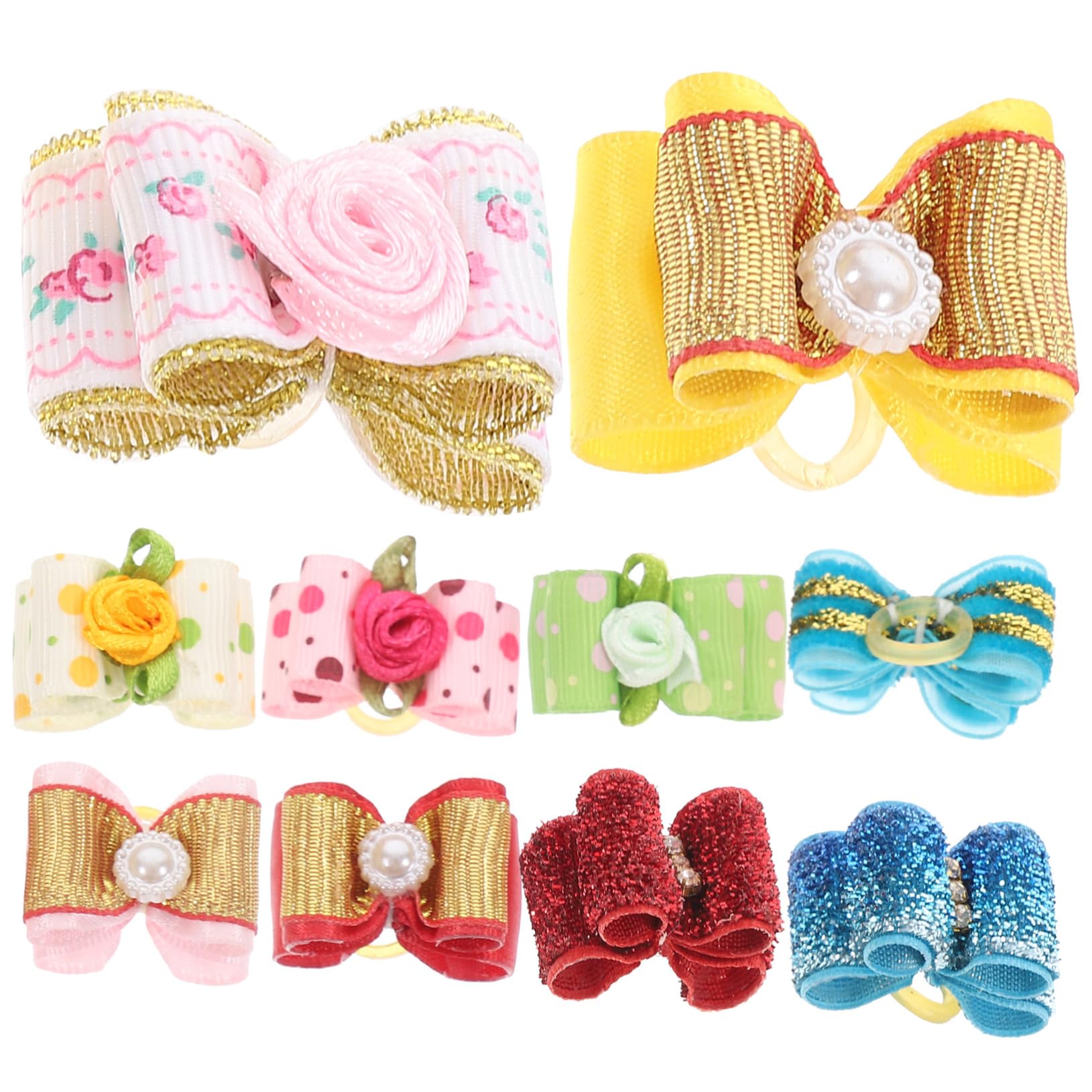 Hemoton 10Pcs Bowknot Hairpin for Pets Adorable Double Hair Accessories for Dogs and Cats Random Colors for Grooming and Special Occasions