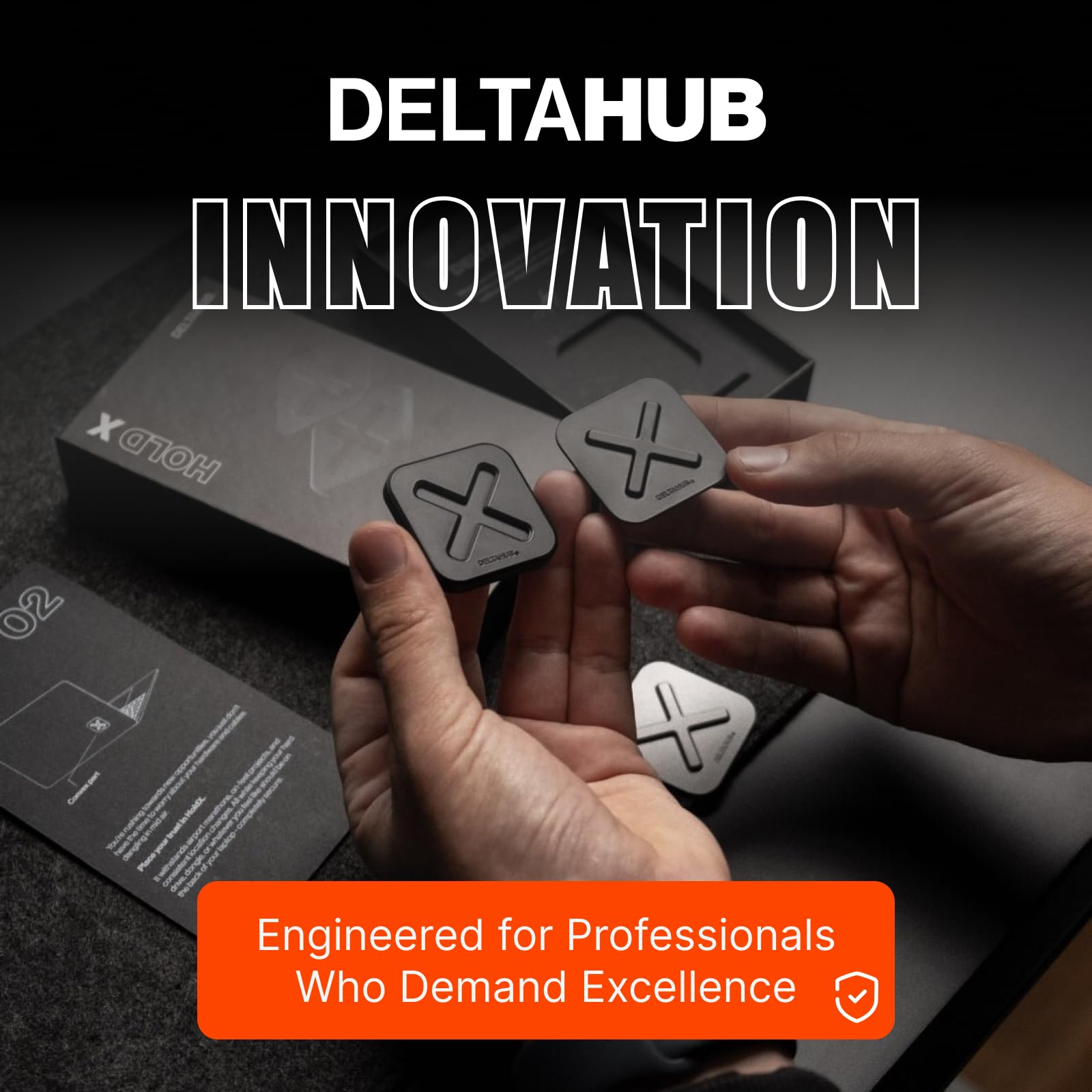 DELTAHUB HoldX - Supporto magnetico universale per telefono e unità esterna per computer portatili, scrivanie, forte supporto magnetico per SSD, HDD e dispositivi mobili (nero)