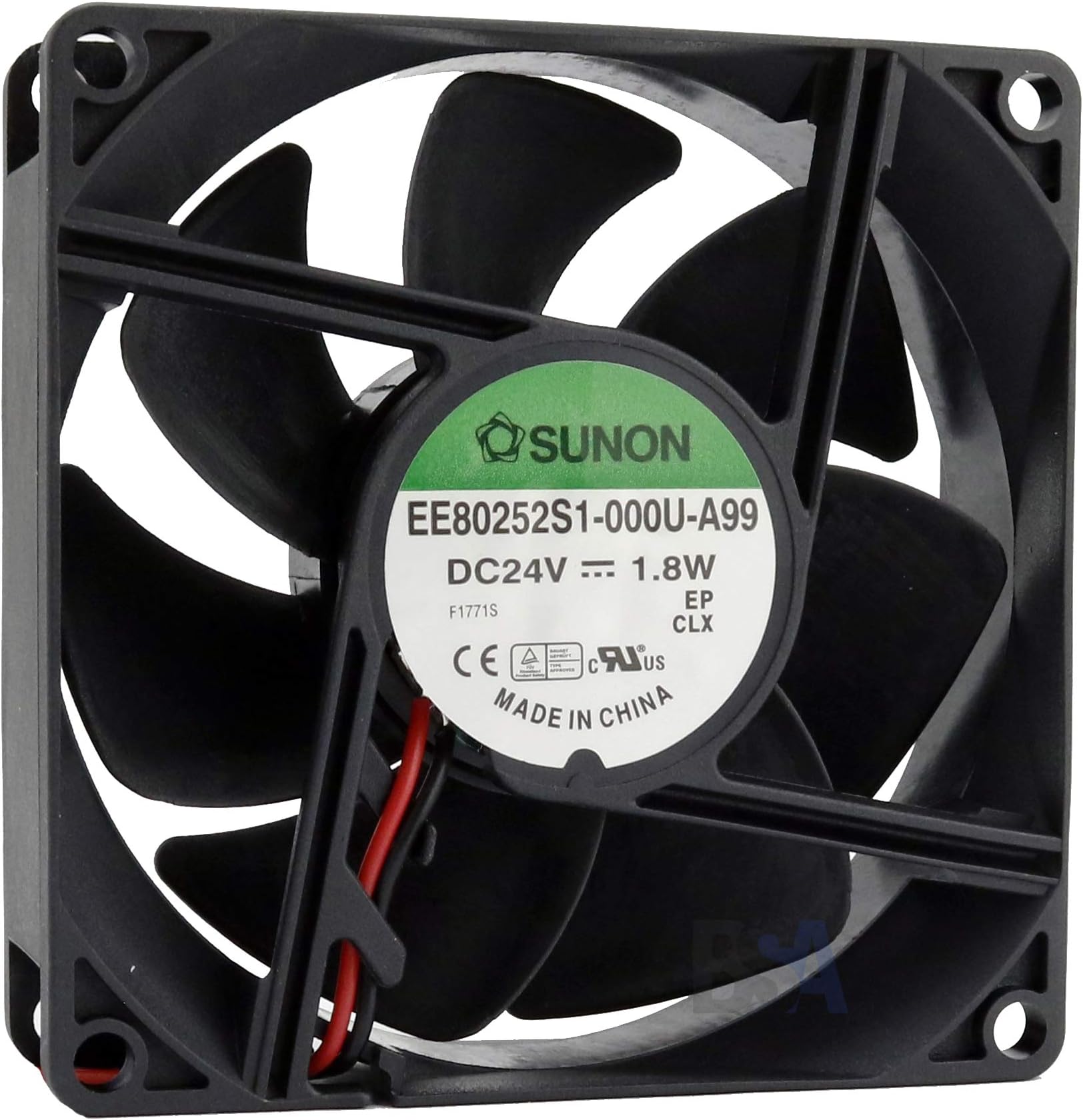 SUNON Fan 80 mm 80x80x25 EE80252S1-000U-A99 24 V DC Air Fan 1.8 W 8 cm 2 Wires (+/-) Cooling 80 mm x 25 mm