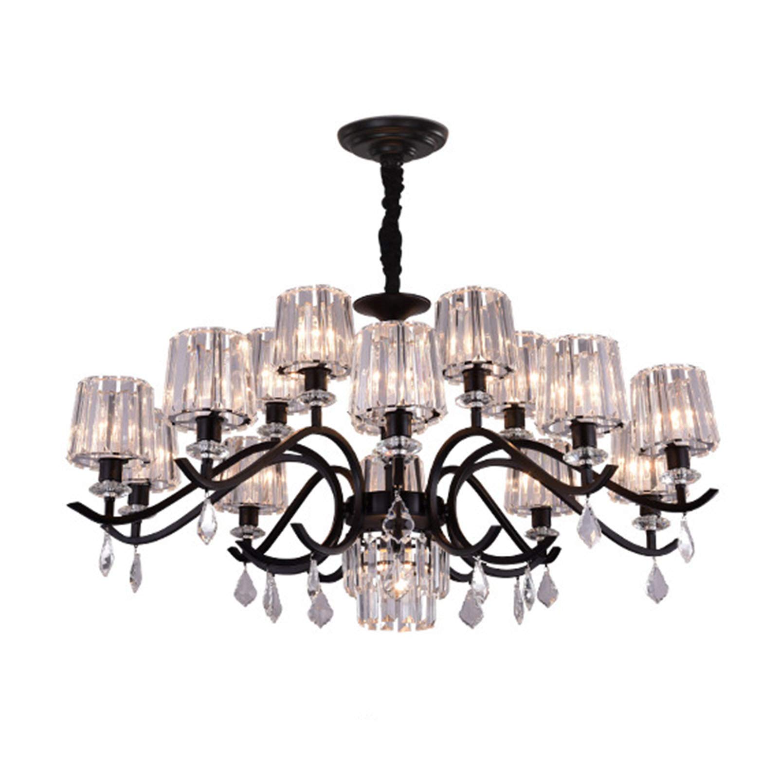 CZYLJLK E14 Semi Flush Mount Ceiling Light Luxurious Industrial Iron During Lights For Living Room Dining Bedroom,Modern Simple Crystal -Black. 16t