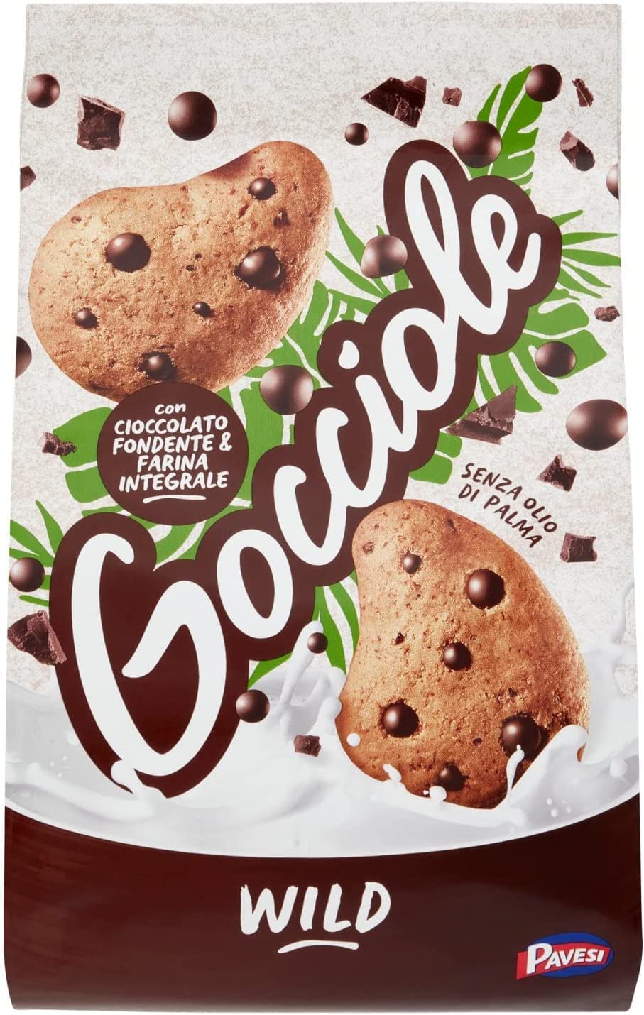 12 galletas Pavesi Gocciole Wild Integrali con harina integral, 350 g, galletas