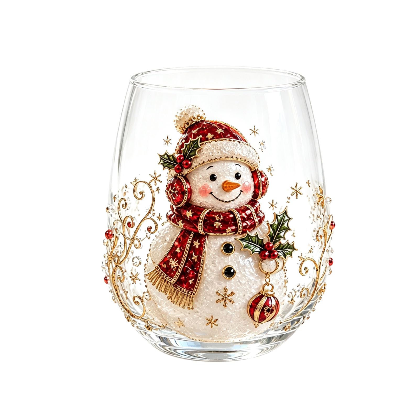 3D Christmas Glass Art Cup, Christmas Cups Glass | Raised Holiday Glassware for Drinks, 3D Santa Stemless Wine Glasses, Glassware for Coffee, Tea, Juice, Milk, Xmas Party Home Festive Decor Gifts