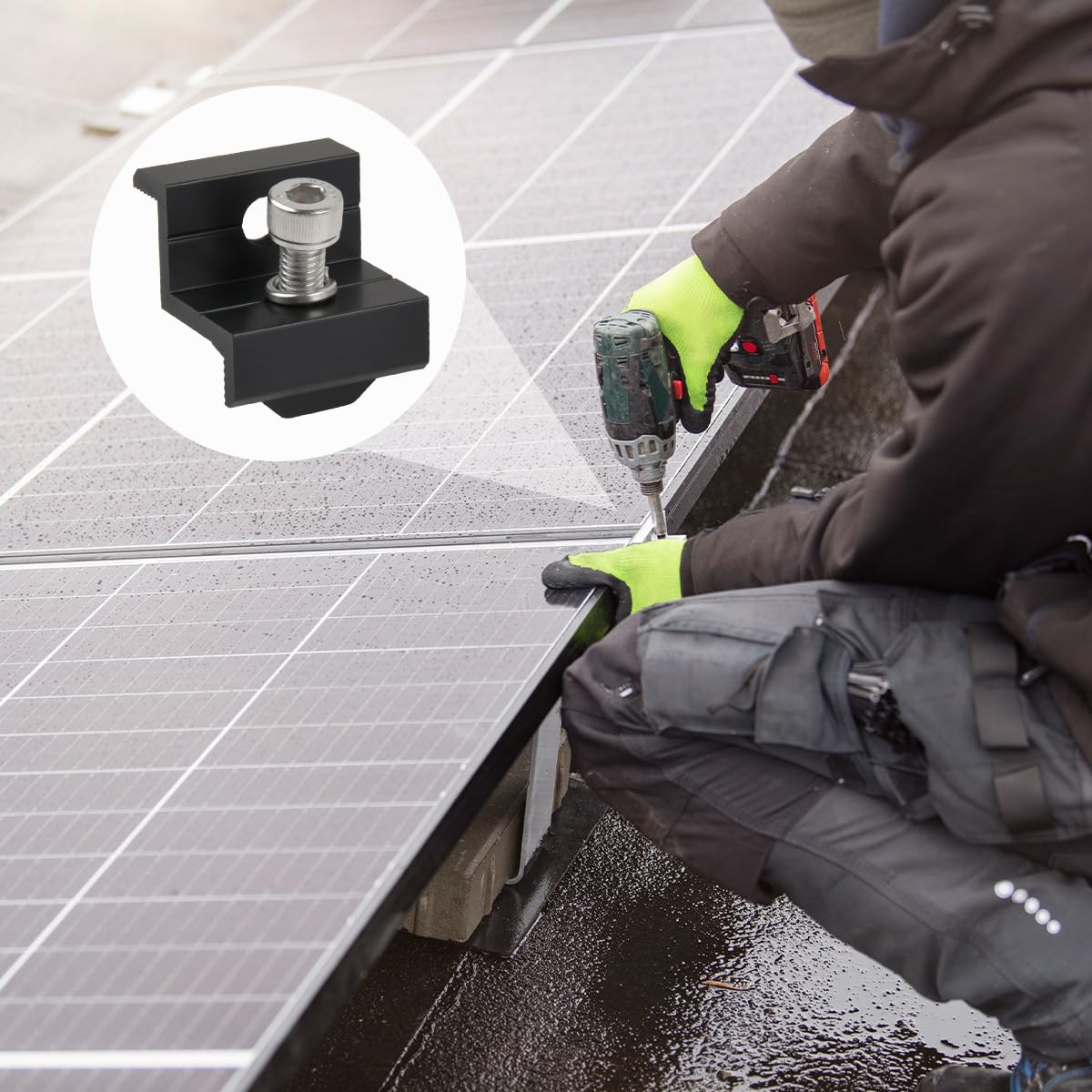 BATINO 10 Stück Solarmodul Endklemme 30/35 Mm – Z-Halterung Für PV-Module, Aluminium, Schwarz, Für Dach Oder Wohnmobil