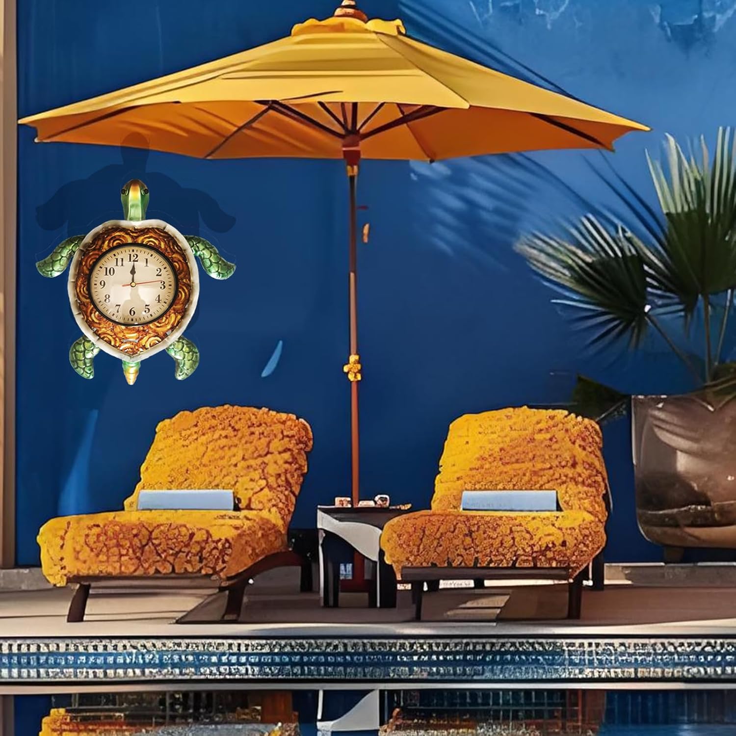 TXYS Turtles Wall Clock Turtle Decor for Kitchen Teal Wall Clock Weird Clocks at Home Bathroom, Office