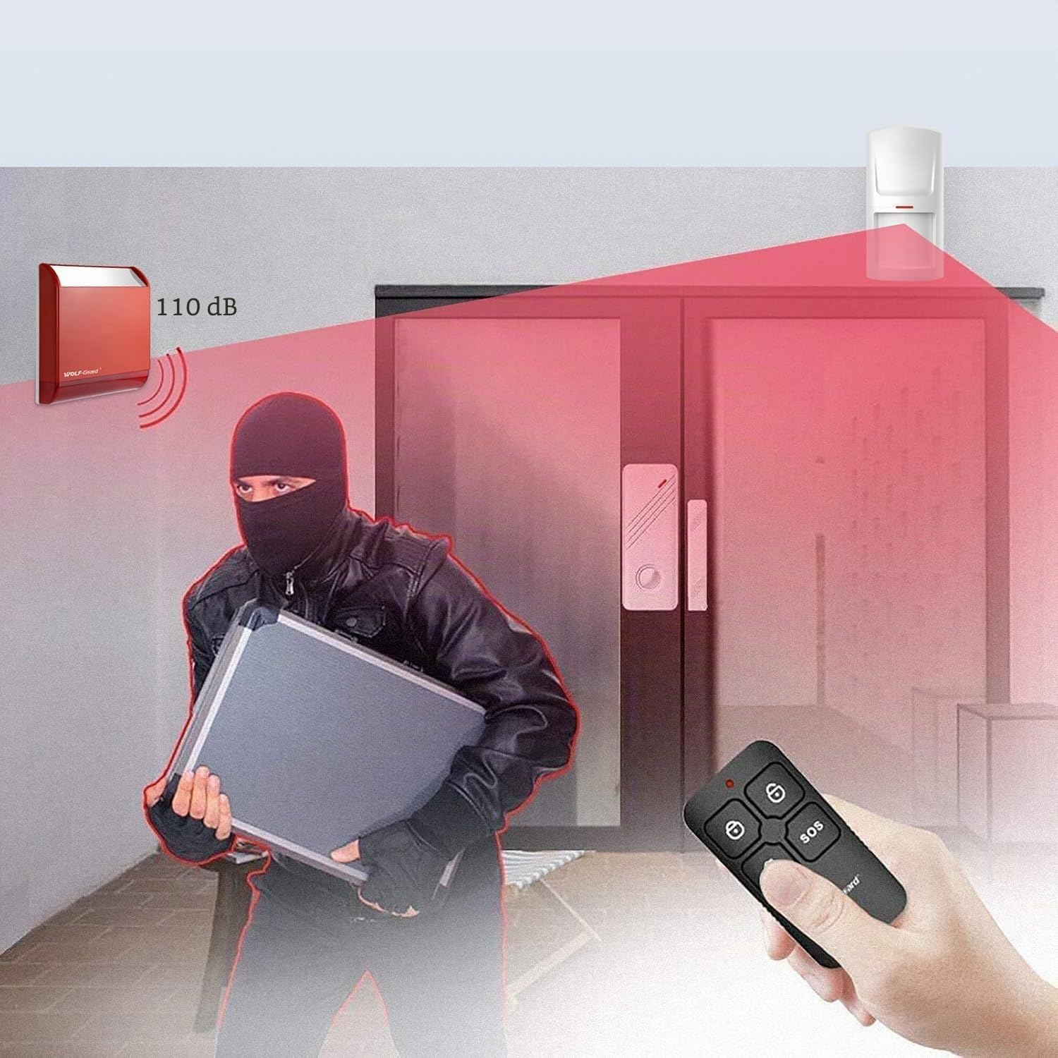 Wolf Guard LB-12WF Sirène d'Alarme WiFi sans Fil, Système d'Alarme de Sécurité pour la Maison, Garage et Abri de Jardin, Contrôle par Application