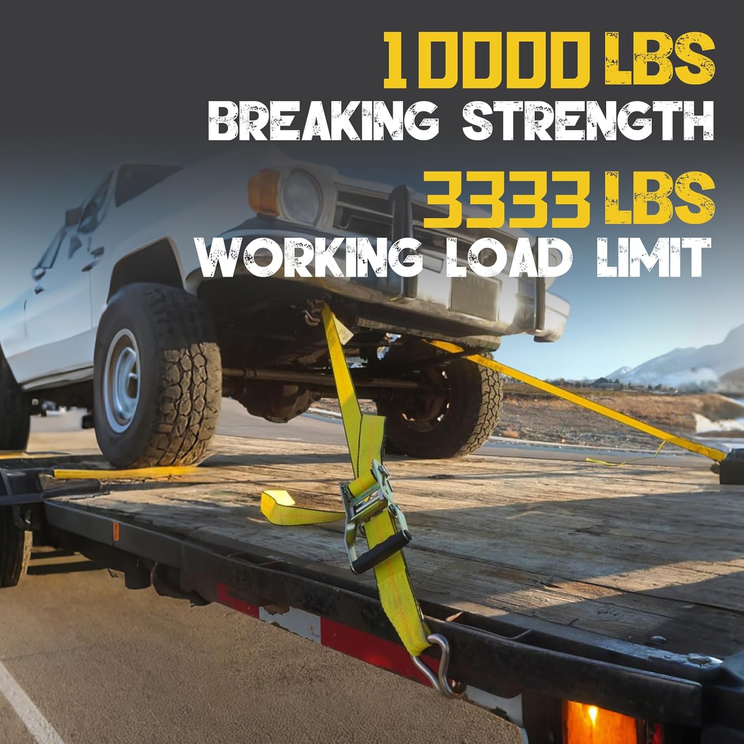 4PCs 2" x8' Recovery Winch Strap w/RTJ Cluster Hook, 10000LBS Tow Truck Car Wrecker Winch Tie Down Straps, Heavy Duty Autohauler Car Tie Down Straps